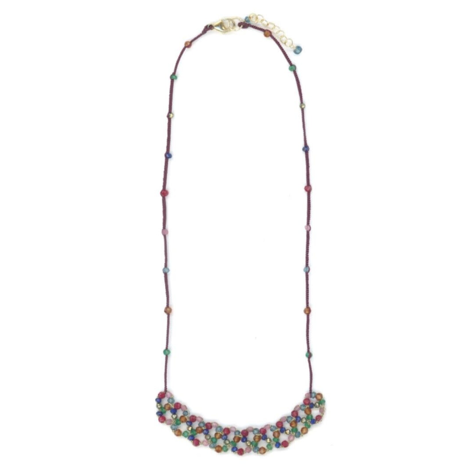 Danielle Welmond Woven Gold Cord with Ruby, Lapis, Pyrite, Green Onyx, Hessonite, Pink Tourmaline & London Blue Quartz