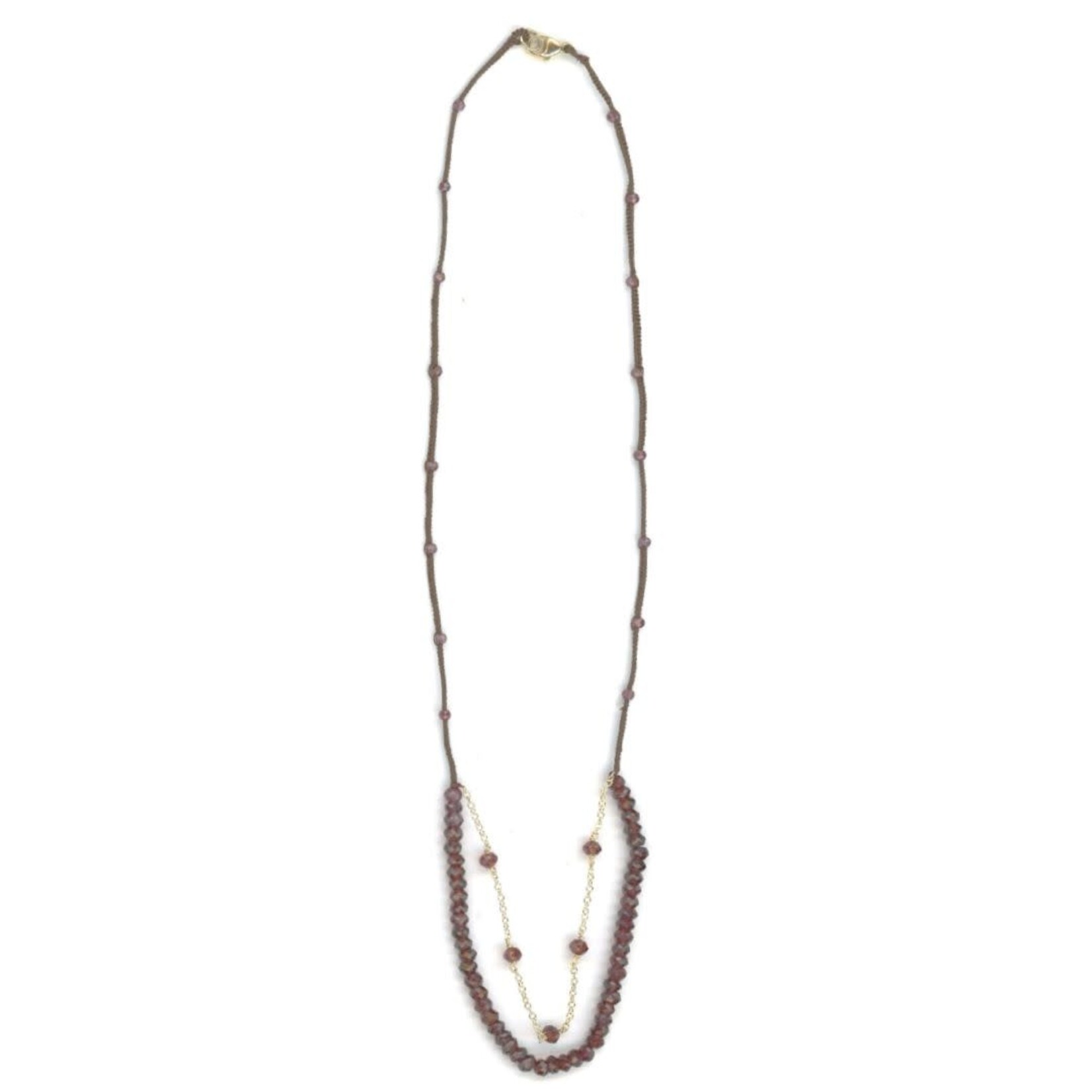 Danielle Welmond Woven Brown Silk Cord w/ Garnet