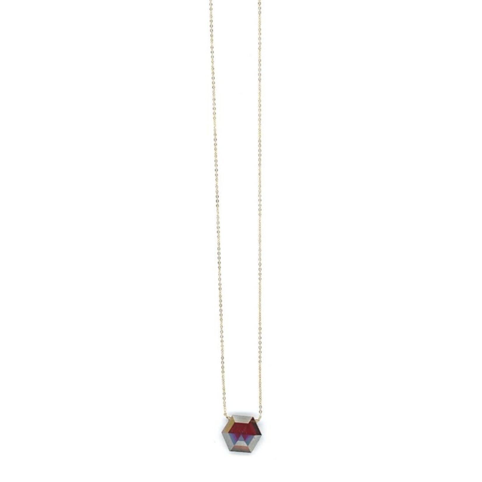 Danielle Welmond Garnet Quartz Hexagon Drop on Gold Filled Chain