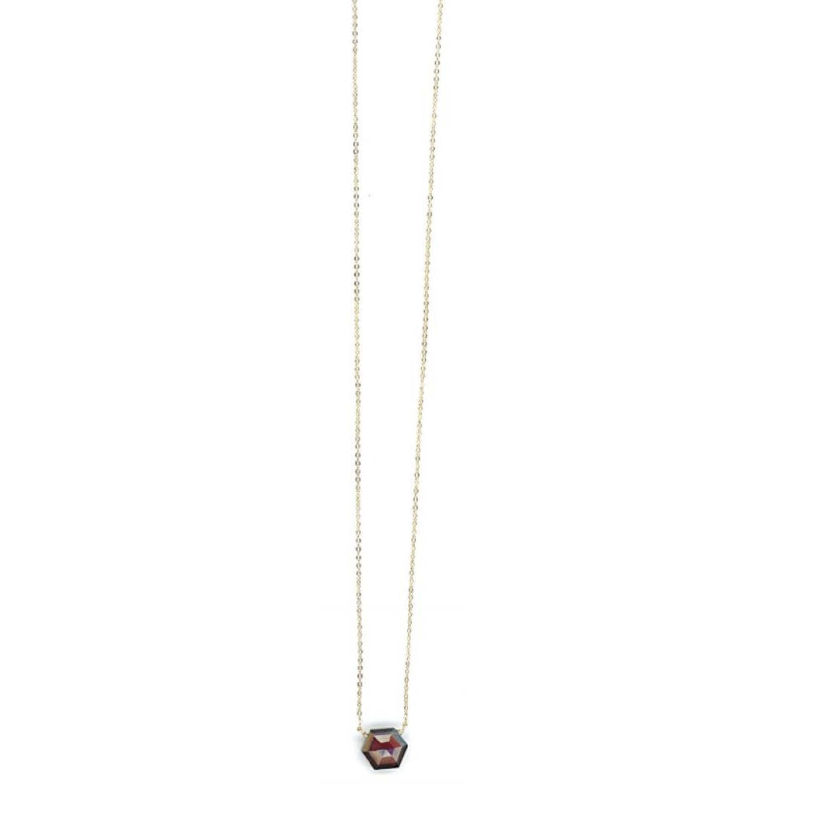 Danielle Welmond Garnet Quartz Hexagon Drop on Gold Filled Chain