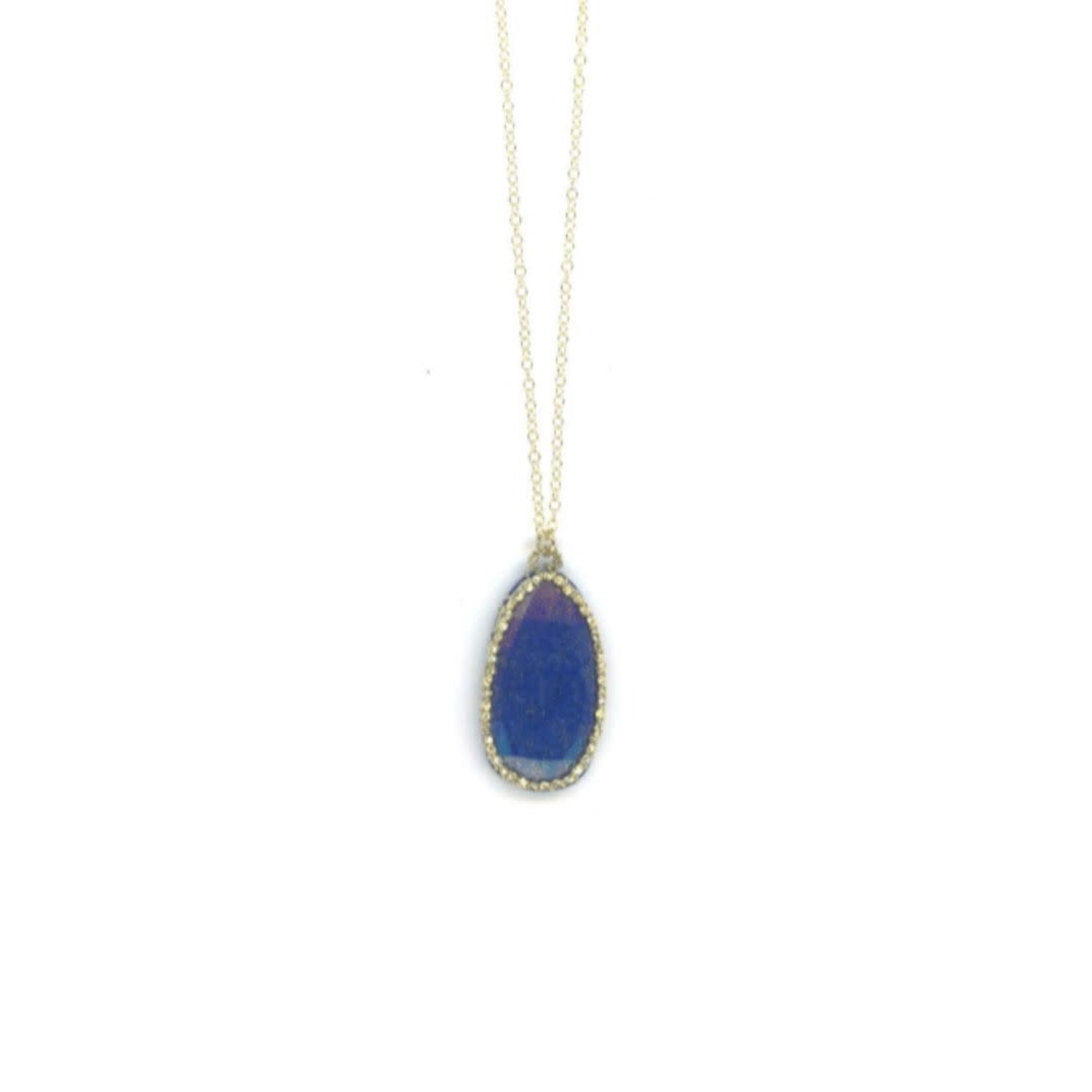 Danielle Welmond Caged Lapis w/ Gold Cord & 14kt Gold Vermeil Beads on 14kt Gold Vermeil Chain