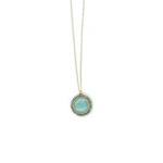 Danielle Welmond Caged Amazonite w/ Gold Cord & Pyrite Orbit on 14kt Gold Vermeil Chain