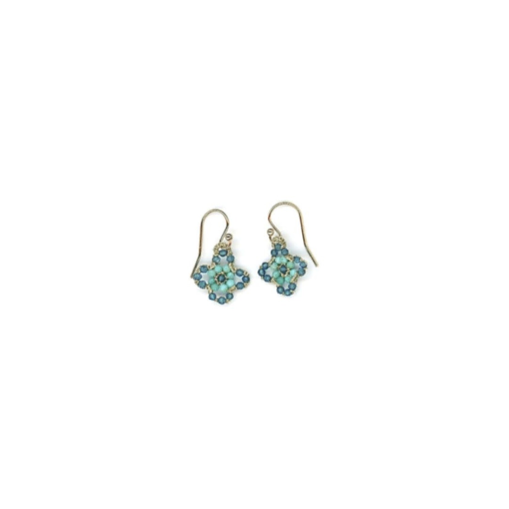 Danielle Welmond Woven Gold Cord Flower w/ 14kt Gold Vermeil Beads & Center Apatite