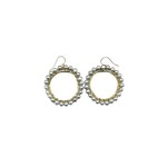 Danielle Welmond Woven Gold Cord Hoops w. Silver Beads & Silver Pearls