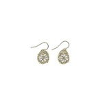 Danielle Welmond Woven Gold Cord Earring w/ Silver Pearls & 14kt Gold Vermeil Beads
