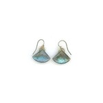 Danielle Welmond Woven Gold Cord Bale Earrings w/ 14kt gold Vermeil beads & labradorite Fan Drop