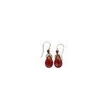 Danielle Welmond Woven Gold Cord Earring w/ Carnelian Drop and Gold Beads