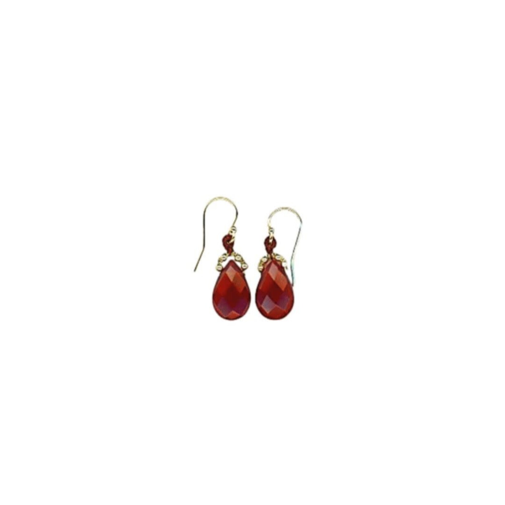 Danielle Welmond Woven Gold Cord Earring w/ Carnelian Drop and Gold Beads