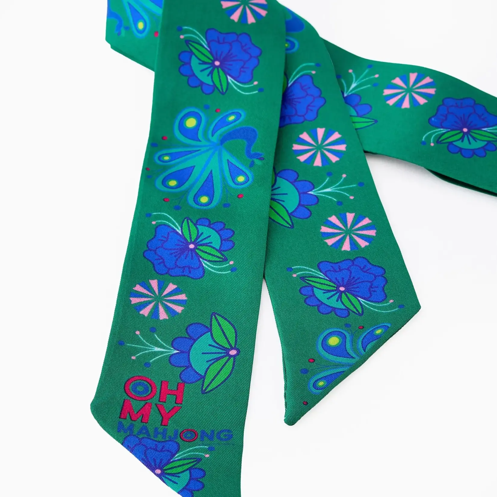 Oh My Mahjong Twilly Scarf Green Birdie