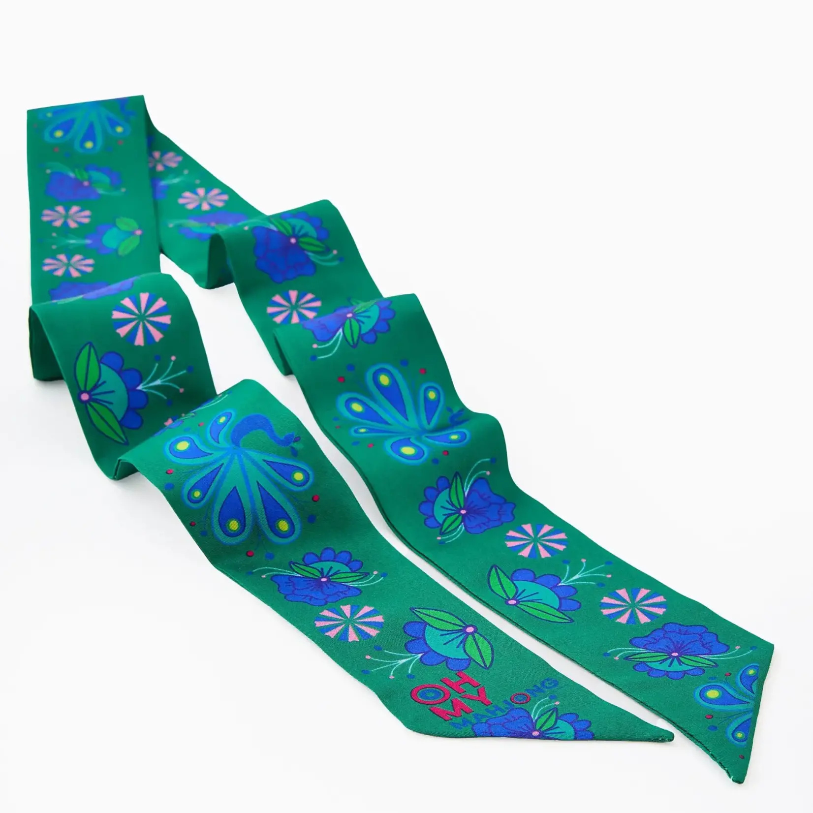 Oh My Mahjong Twilly Scarf Green Birdie