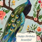 Carpe Diem Papers Happy Birthday Peacock Greeting Card