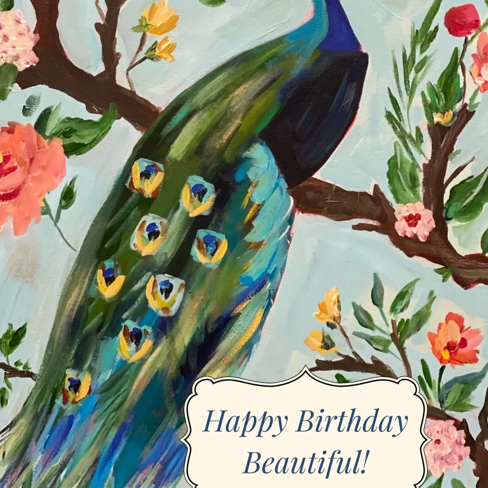 Carpe Diem Papers Happy Birthday Peacock Greeting Card