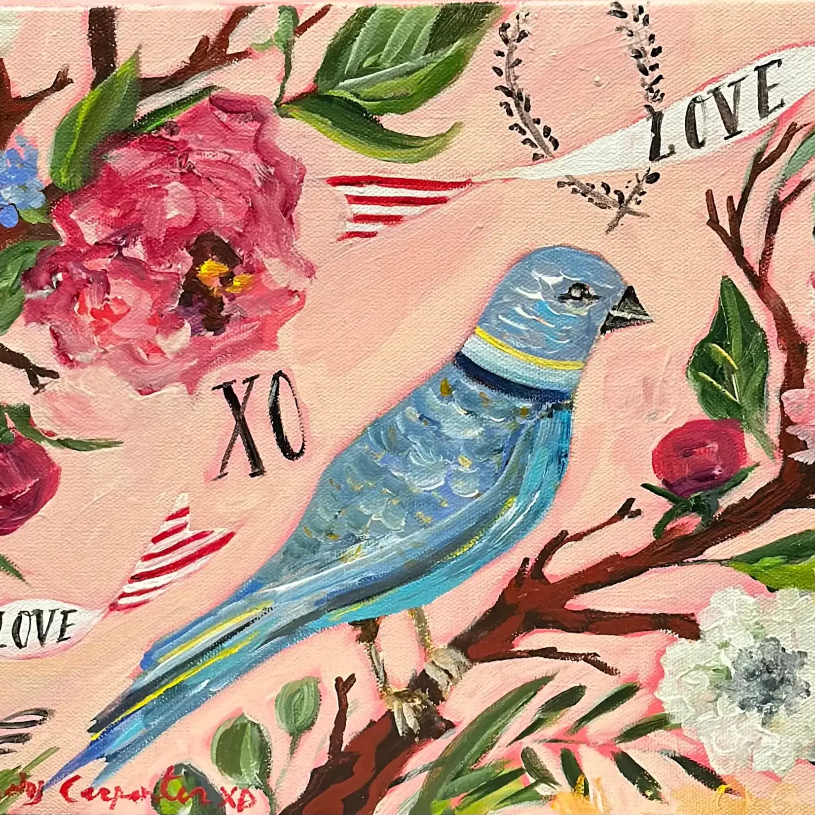 Carpe Diem Papers Love Bird Banner Greeting Card