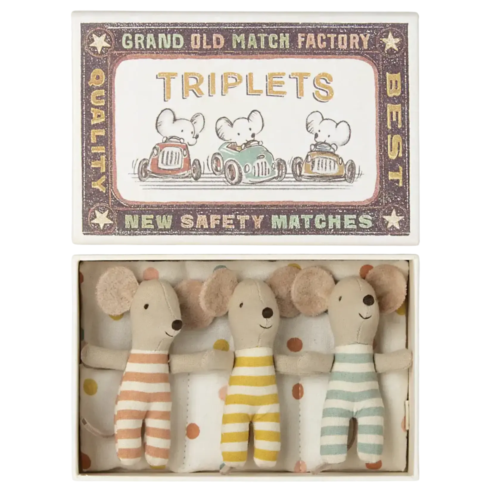 Maileg USA Triplets, Baby mice in matchbox