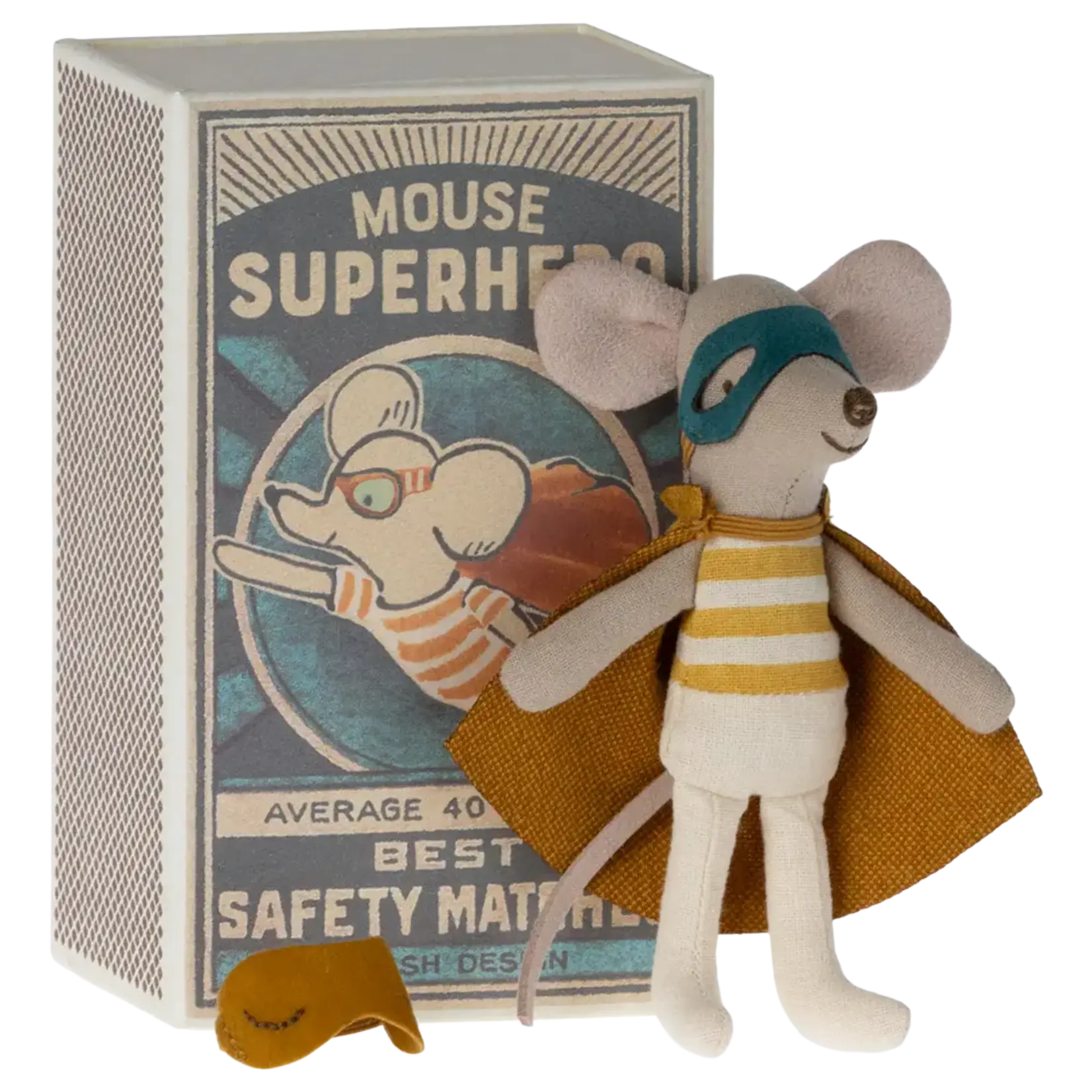 Maileg USA Super hero mouse, Little brother in matchbox