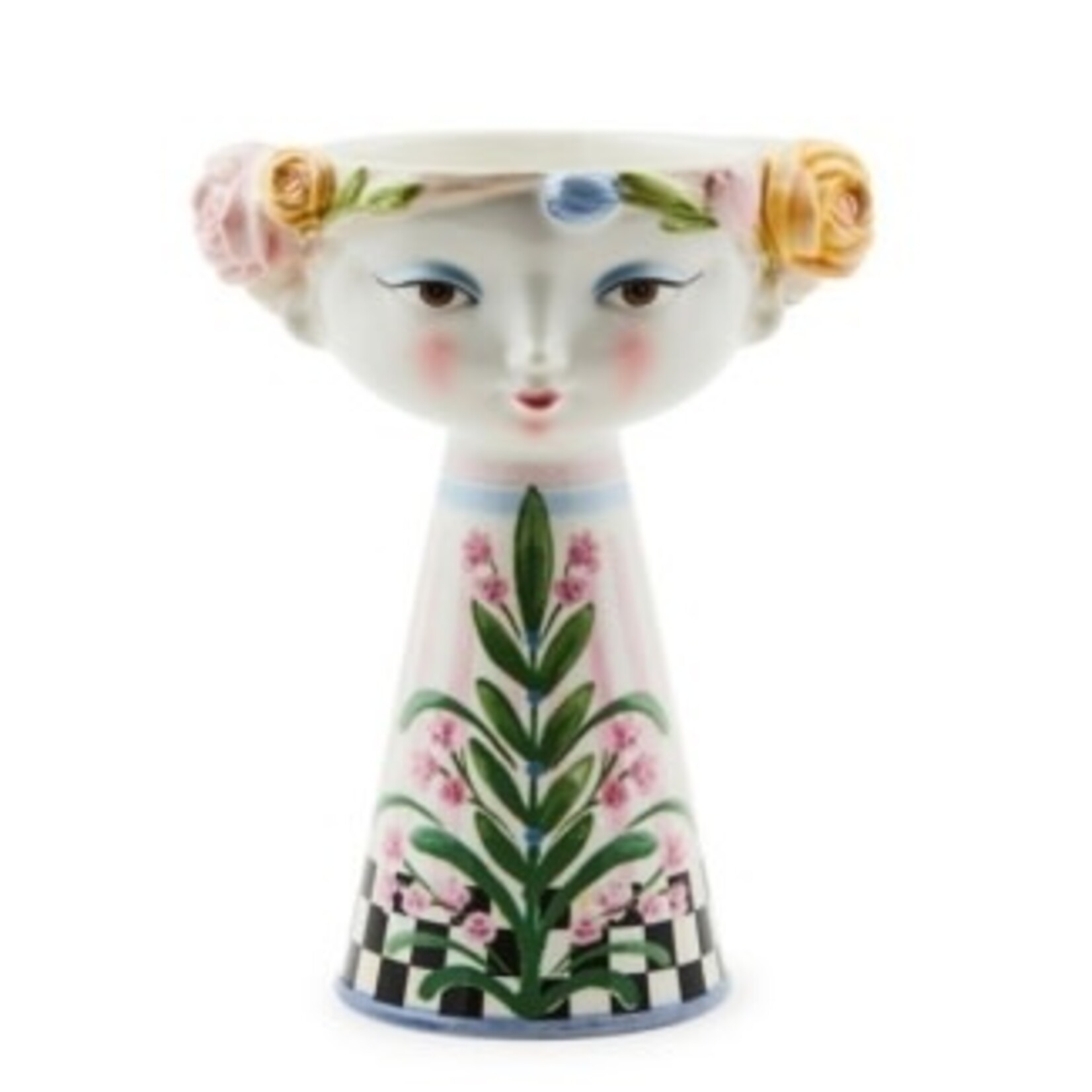 MacKenzie-Childs rosy meadow short lady vase