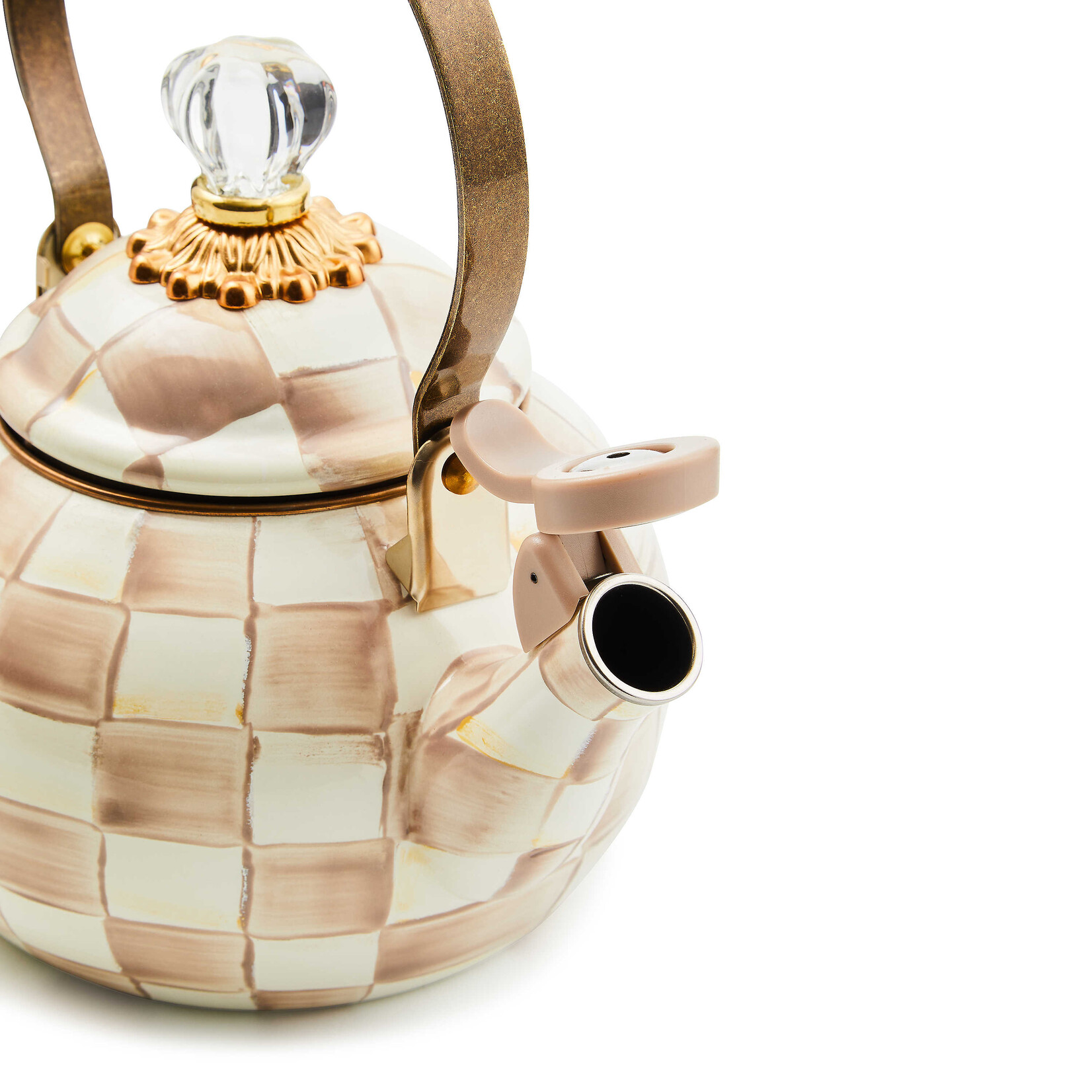 MacKenzie-Childs Mocha Check Whistling Tea Kettle