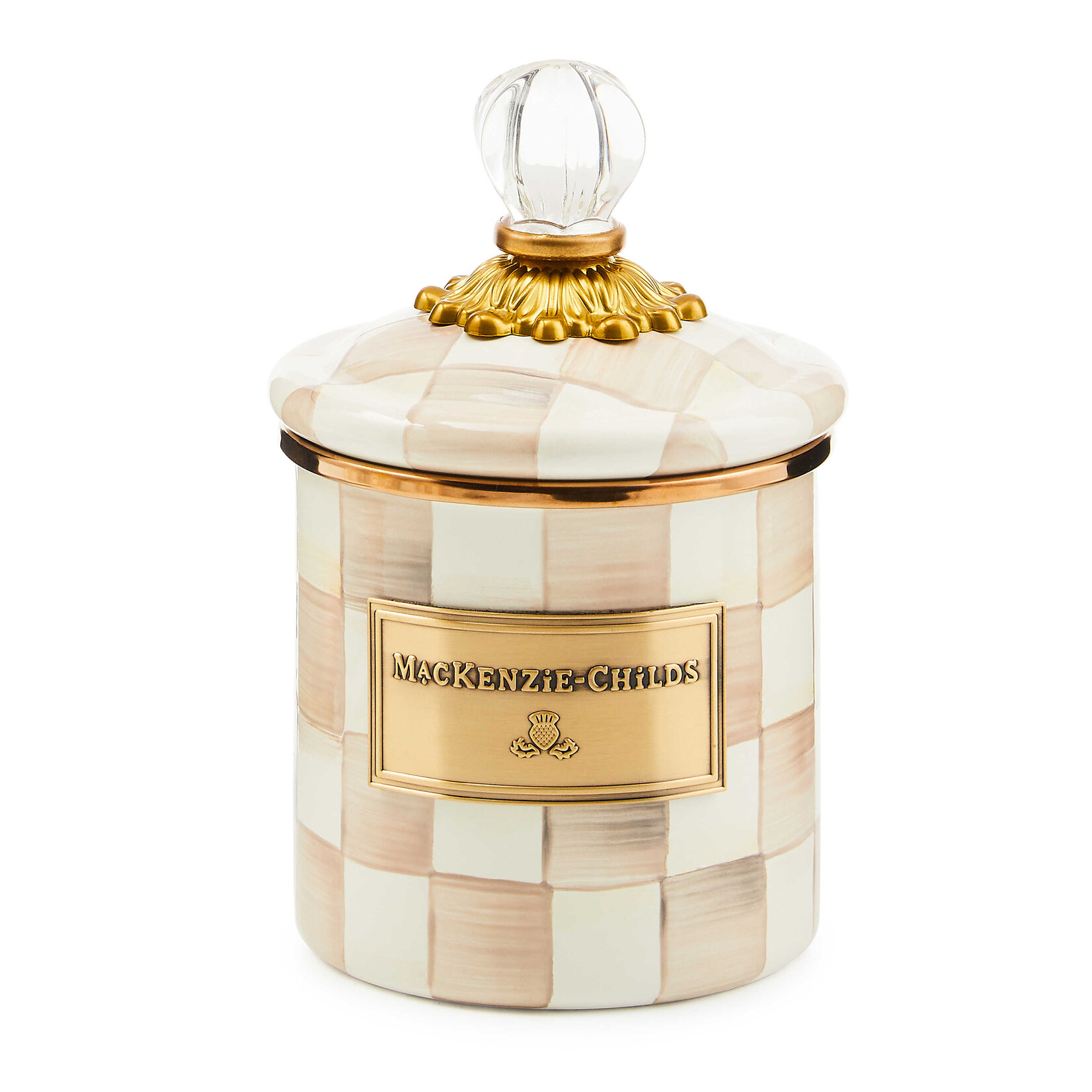 MacKenzie-Childs Mocha Check Demi Canister