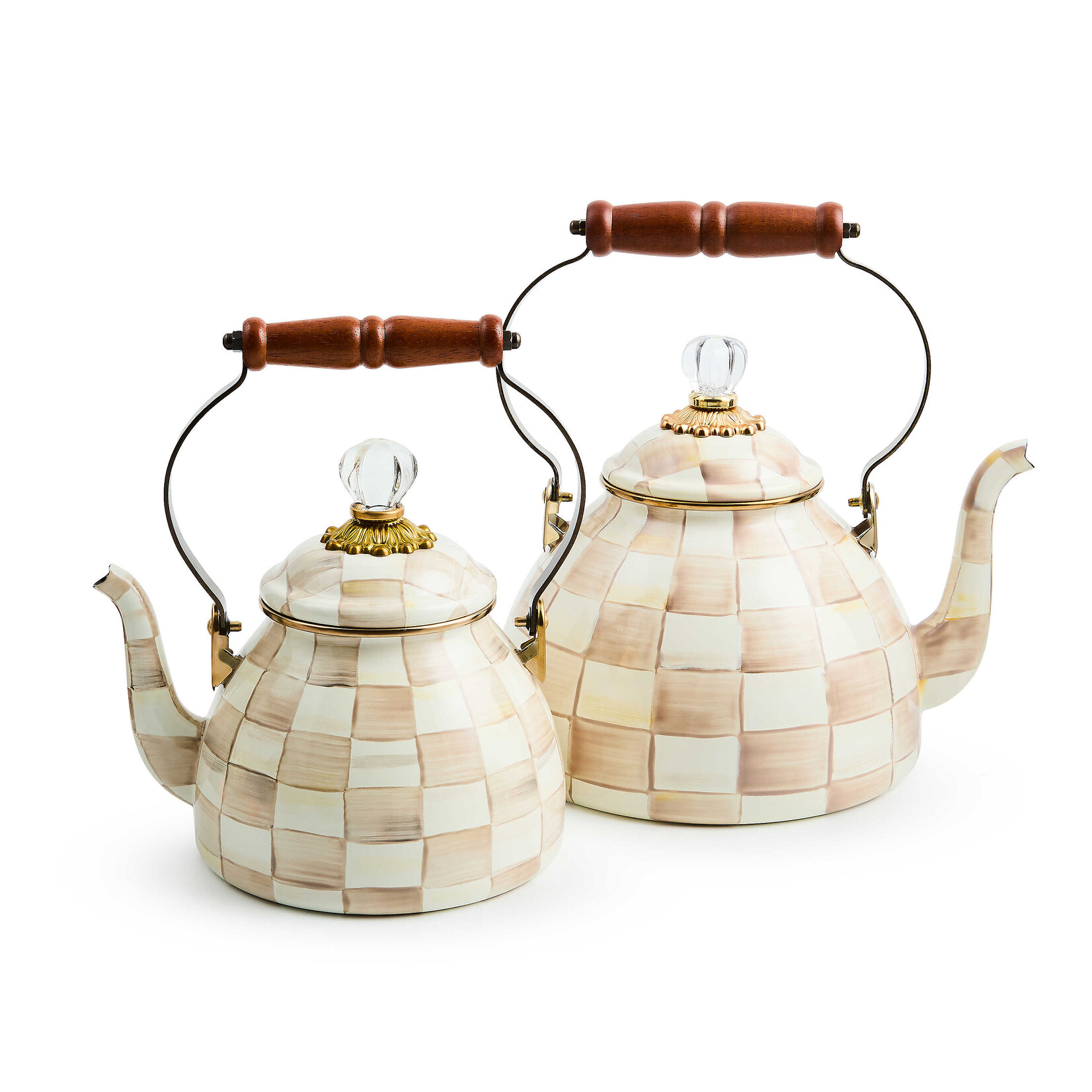 MacKenzie-Childs Mocha Check 3 Quart Tea Kettle