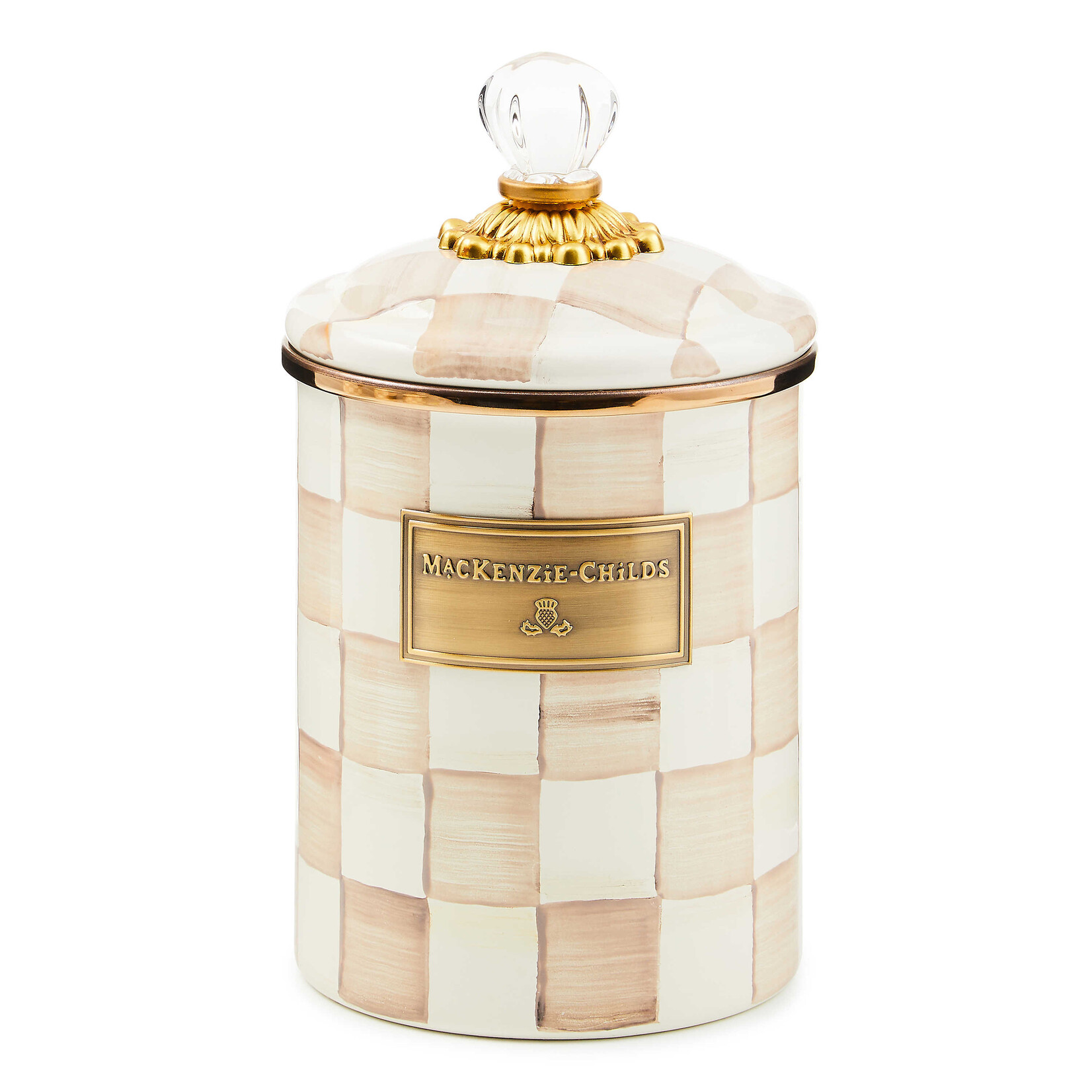 MacKenzie-Childs Mocha Check Medium Canister