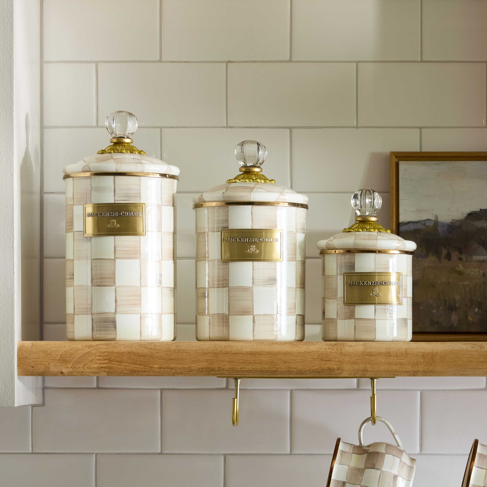 MacKenzie-Childs Mocha Check Medium Canister