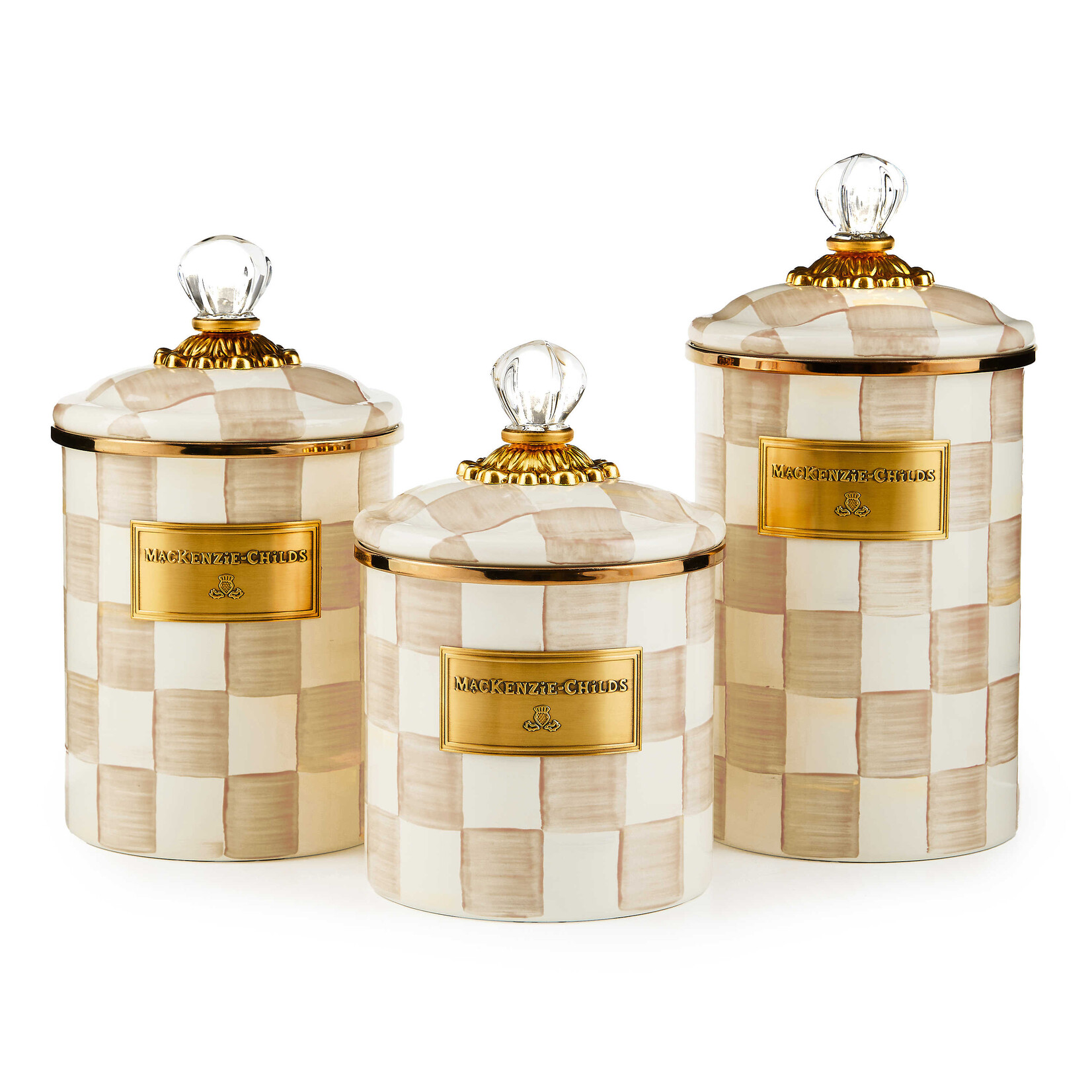 MacKenzie-Childs Mocha Check Medium Canister