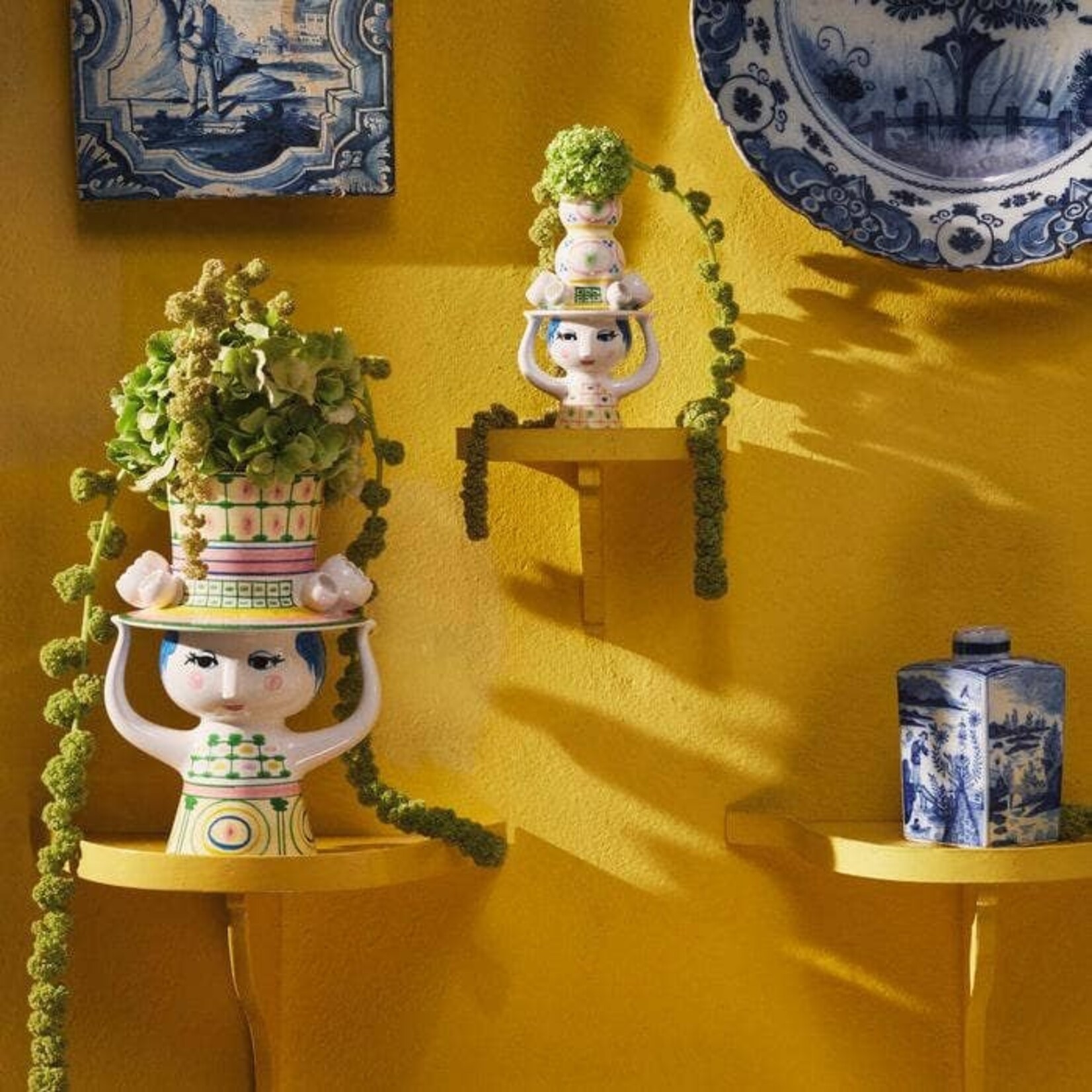 Danish Design Collective Bjørn Wiinblad- Lady w/Hat - 9.6" Hand-Painted Flower Vase
