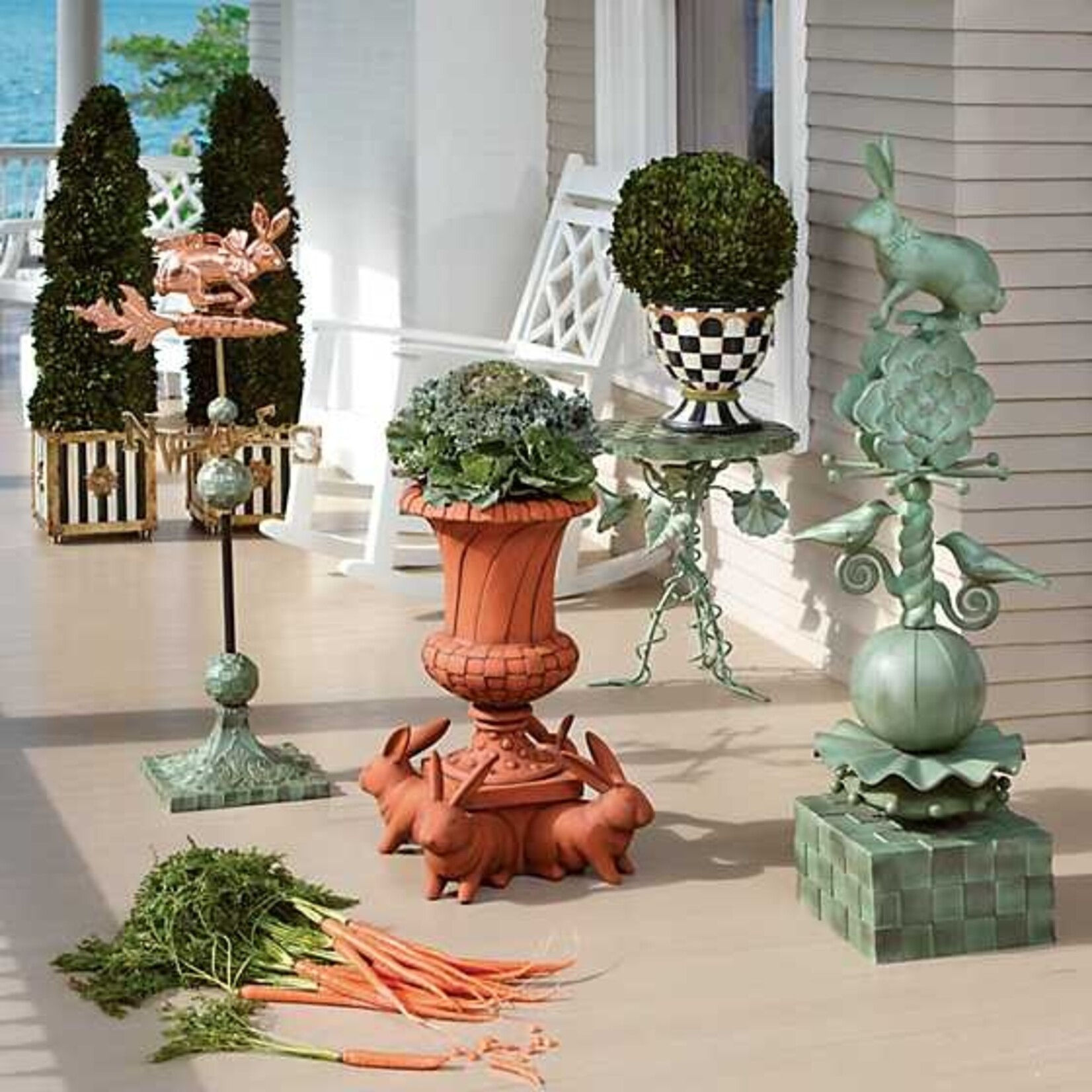 MacKenzie-Childs rabbit garden totem