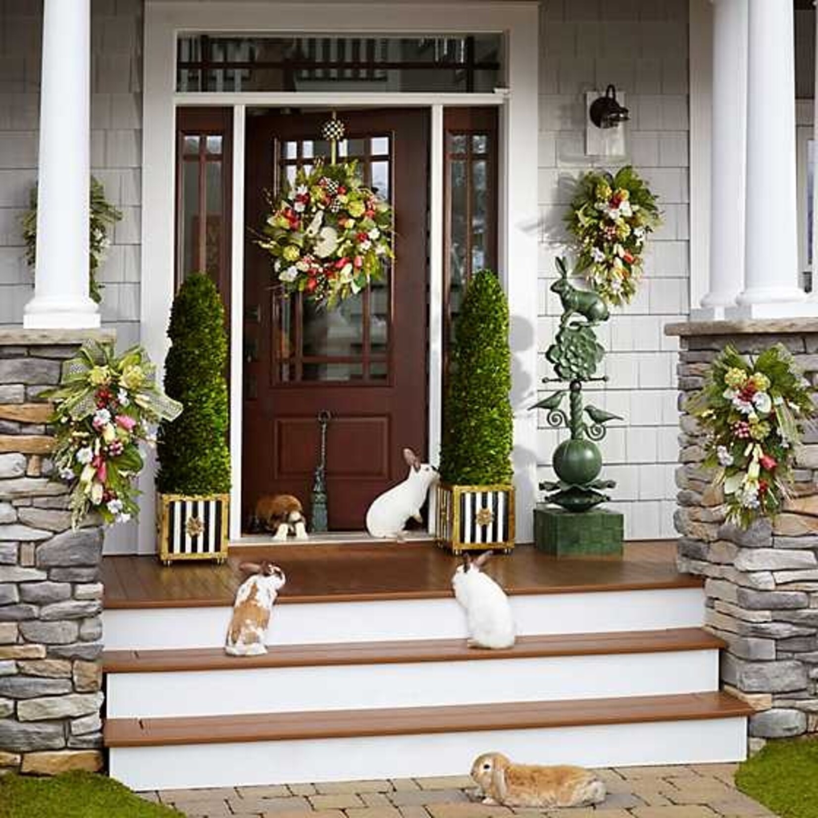 MacKenzie-Childs rabbit garden totem
