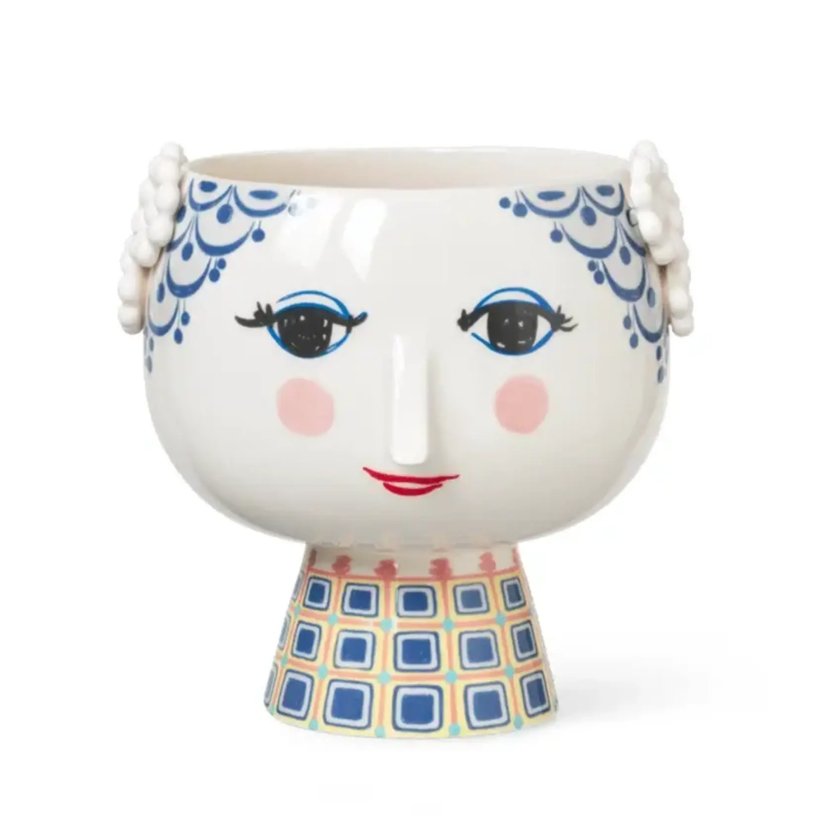 Danish Design Collective Bjørn Wiinblad - Eva - 8.3" Short Base 3D Plant Pot - Blue