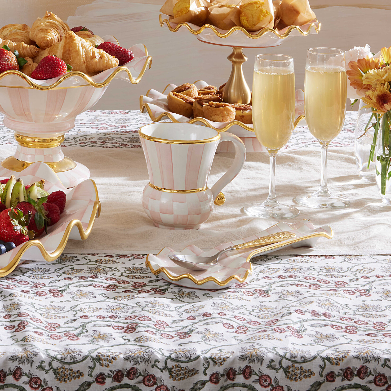 MacKenzie-Childs Rosy Check Ceramic Spoon Rest