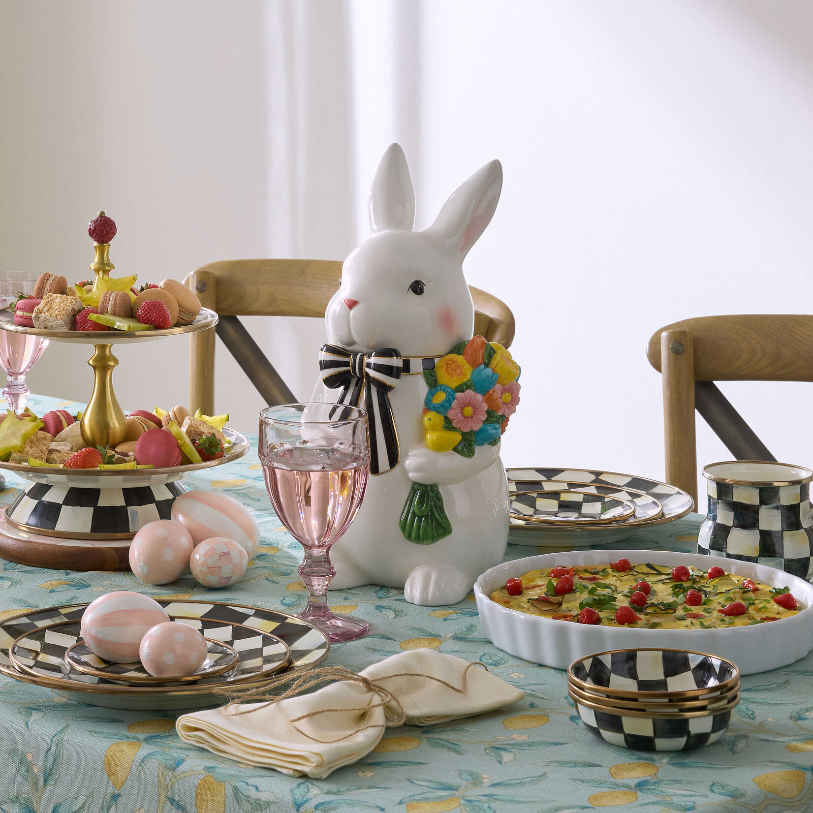 MacKenzie-Childs calico bunny cookie jar