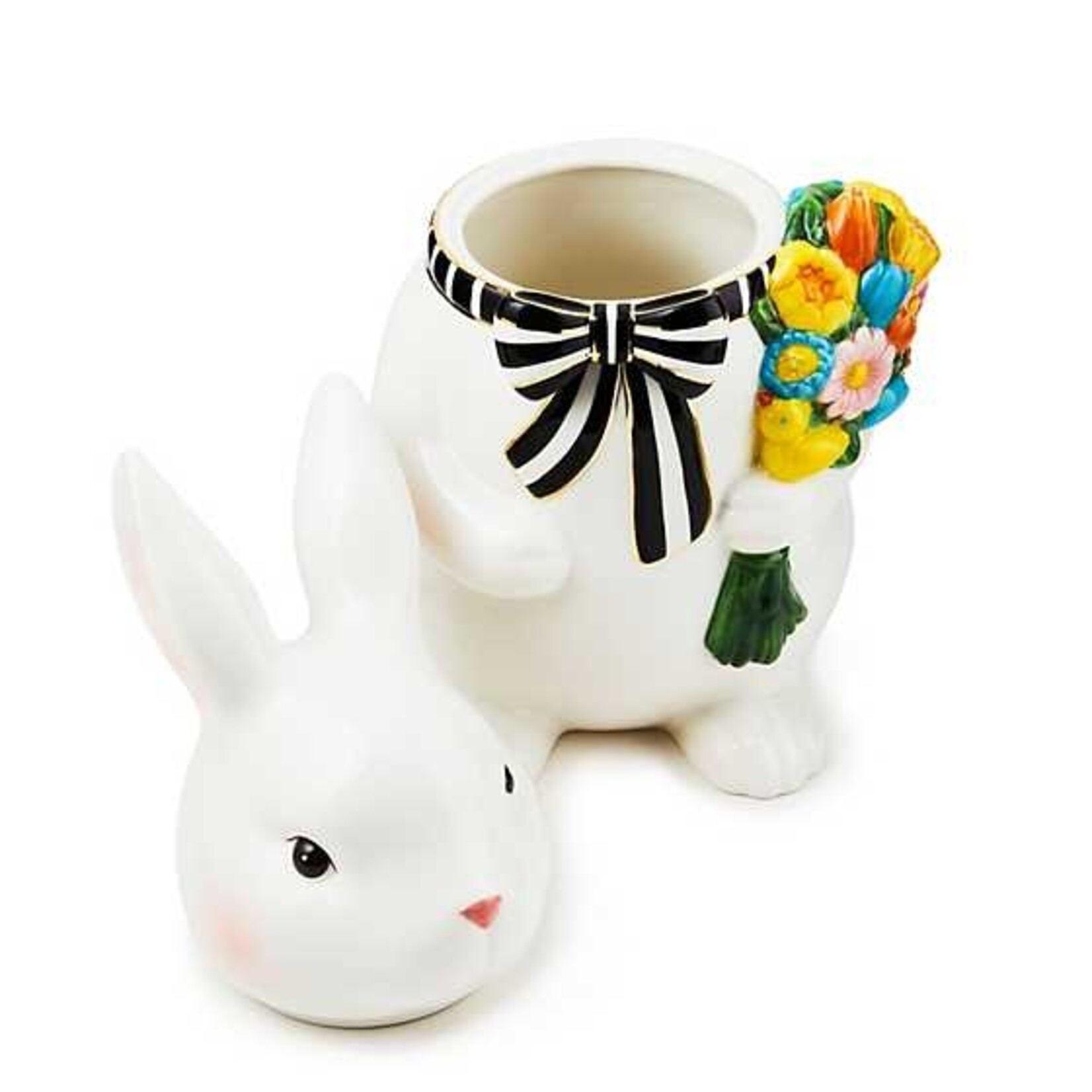 MacKenzie-Childs calico bunny cookie jar