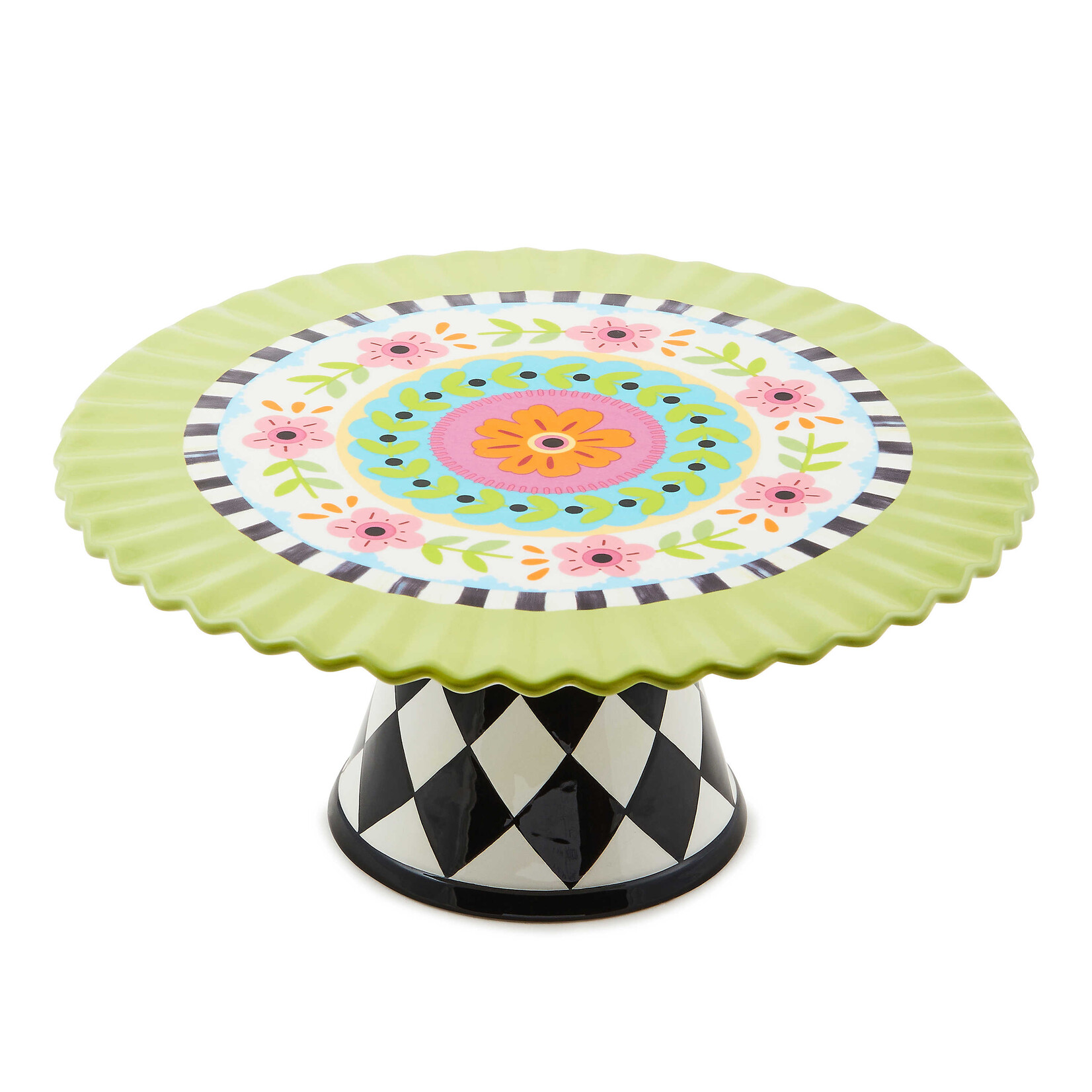 MacKenzie-Childs calico pedestal platter