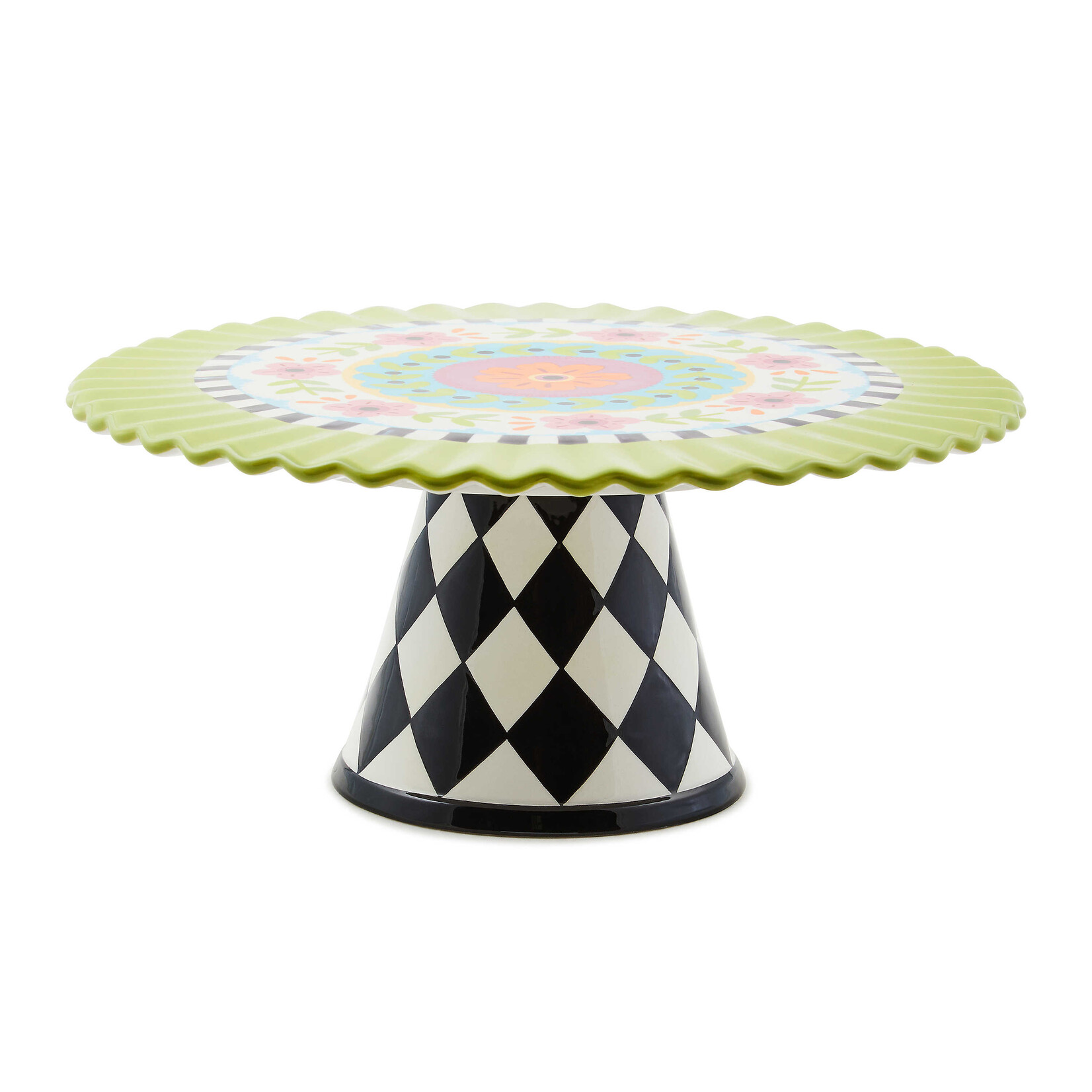 MacKenzie-Childs calico pedestal platter
