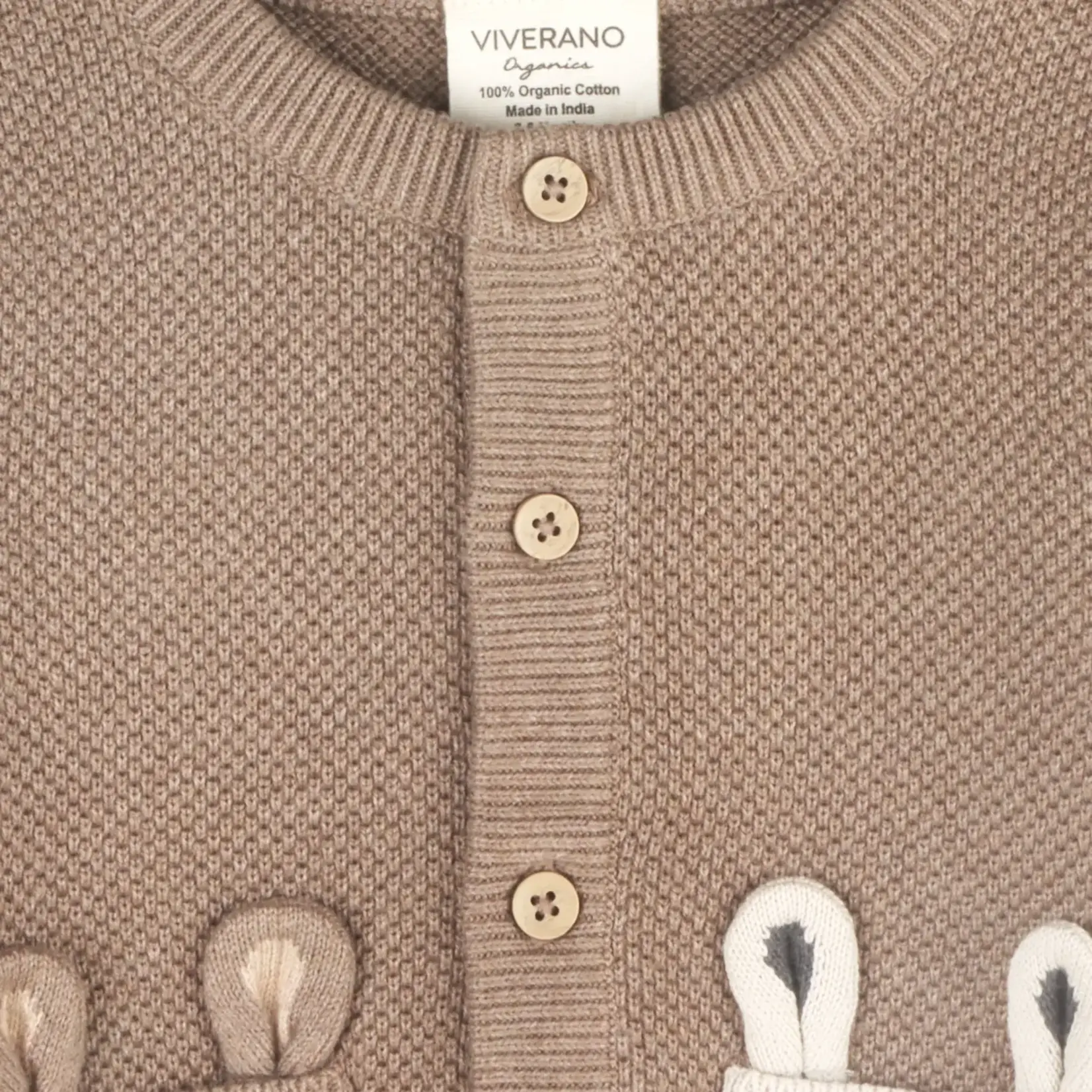 Viverano Organics Animal Pocket Button Cardigan Baby Sweater (Organic Cotton)