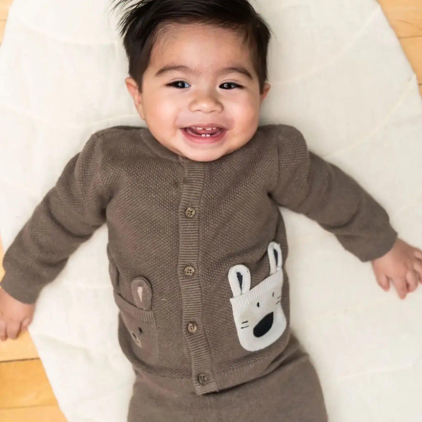 Viverano Organics Animal Pocket Button Cardigan Baby Sweater (Organic Cotton)