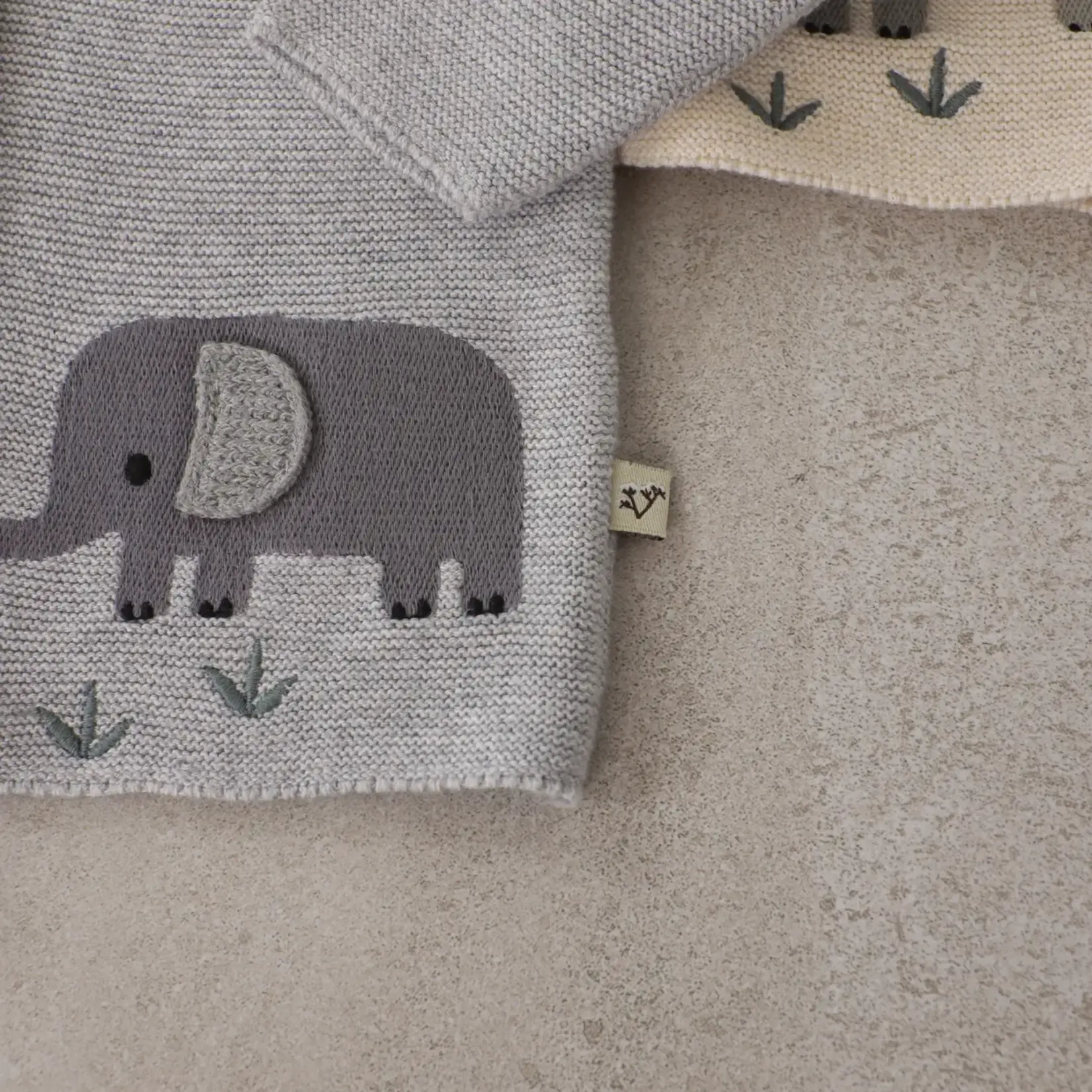 Viverano Organics Animal Safari Embroidered Baby Cardigan Sweater (Organic)- Heather Grey