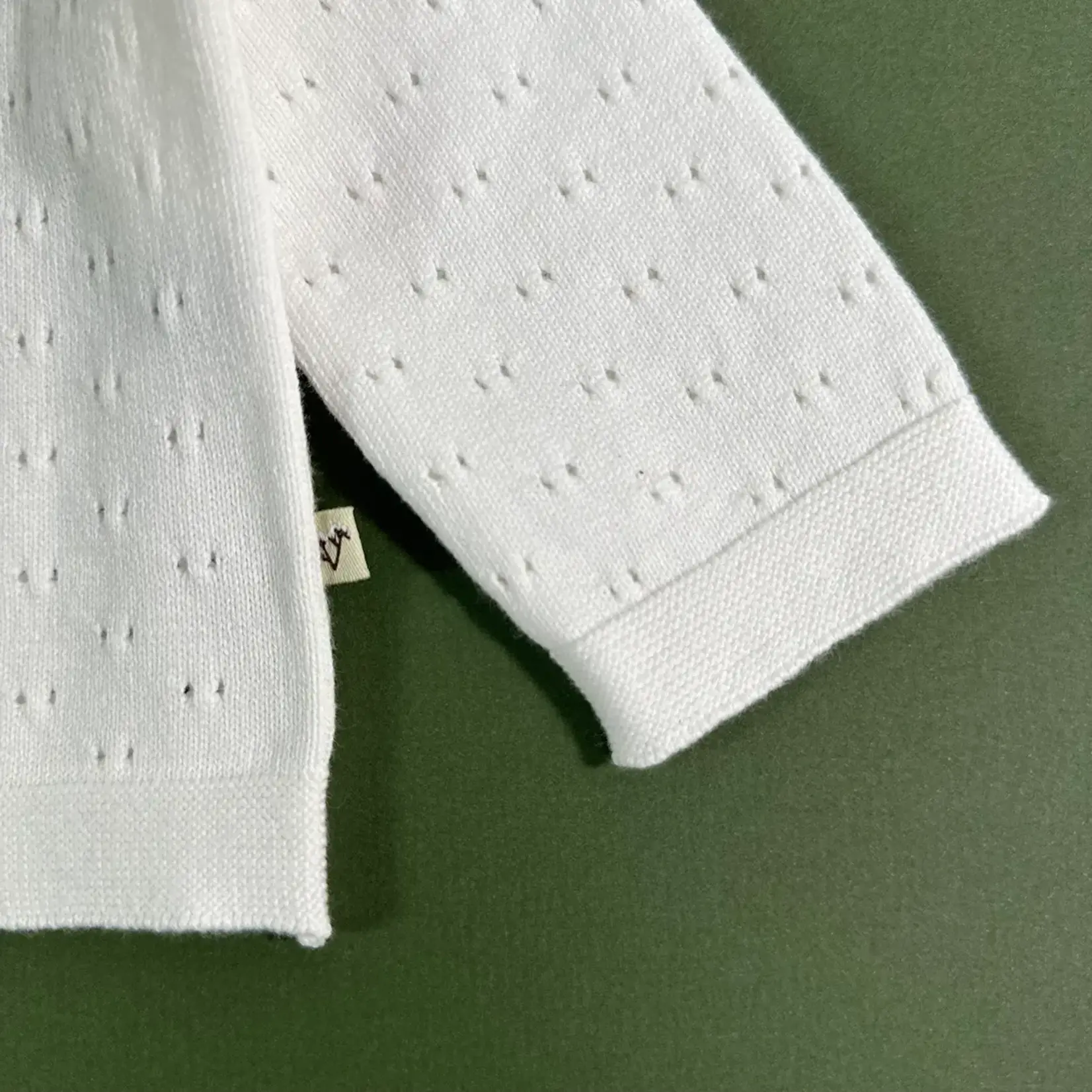Viverano Organics Dove White Pointelle Knit Baby Cardigan (Organic)