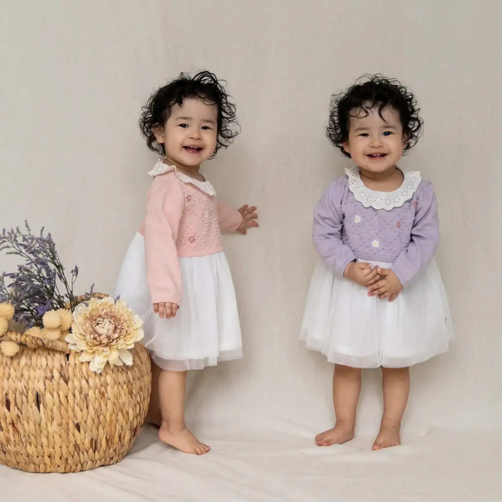 Viverano Organics Floral Embroidered Knit Tutu Dress (Organic Cotton) Blush