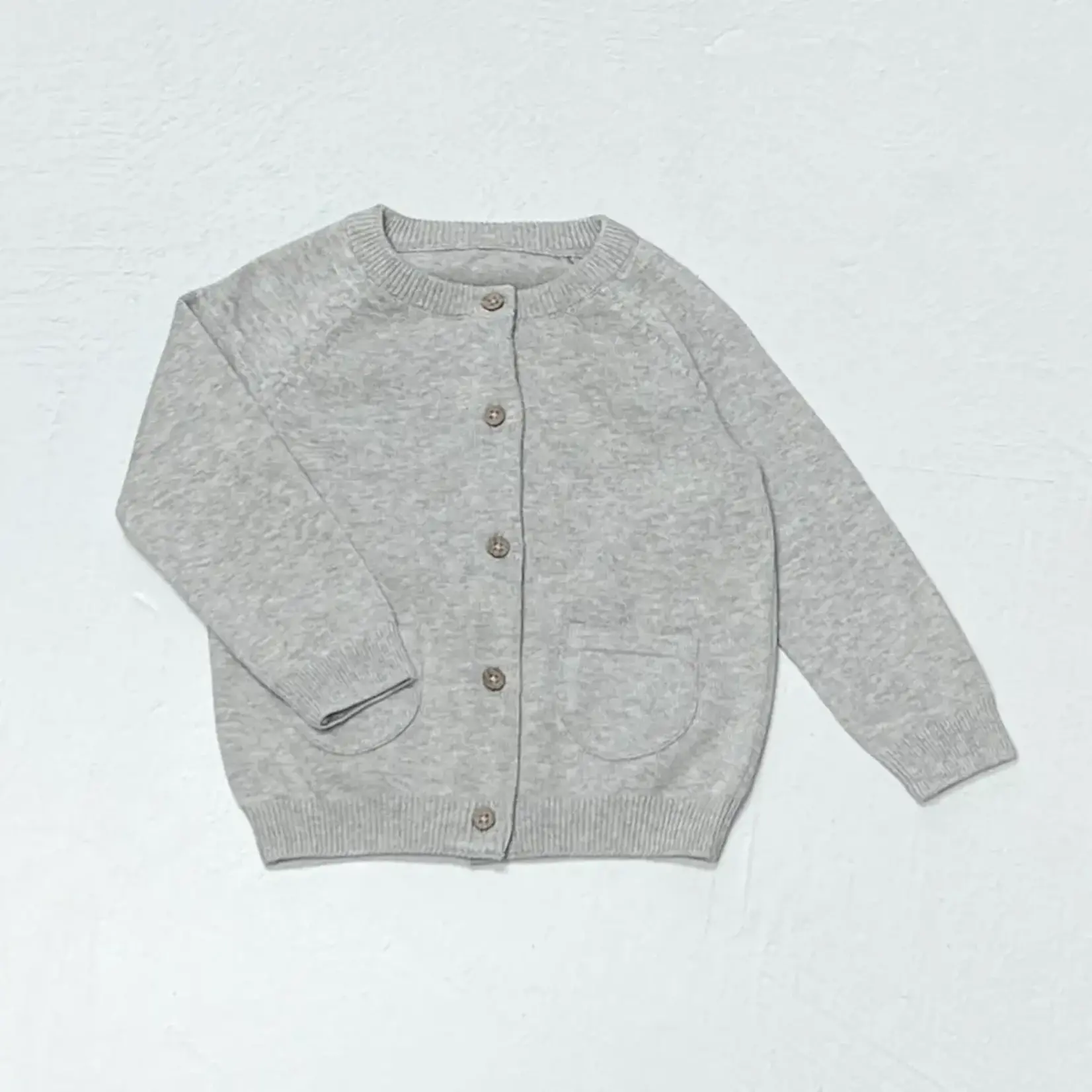 Viverano Organics Milan Pastel Baby Button Cardigan Sweater (Organic Cotton) Heather Grey