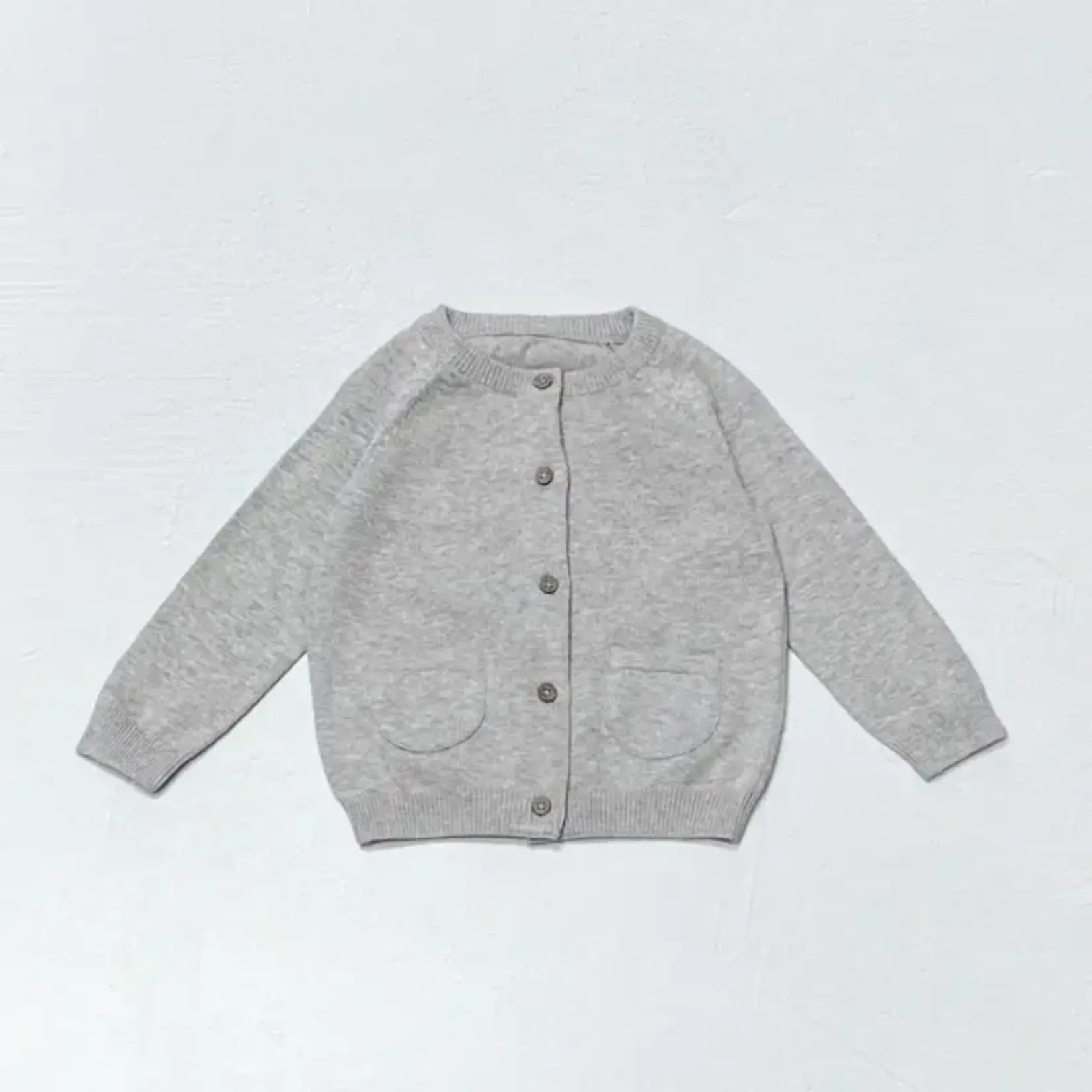 Viverano Organics Milan Pastel Baby Button Cardigan Sweater (Organic Cotton) Heather Grey