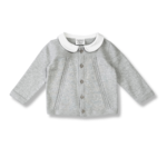Viverano Organics Milan Peter Pan Cable Knit Baby Cardigan Sweater (Organic) Heather Grey