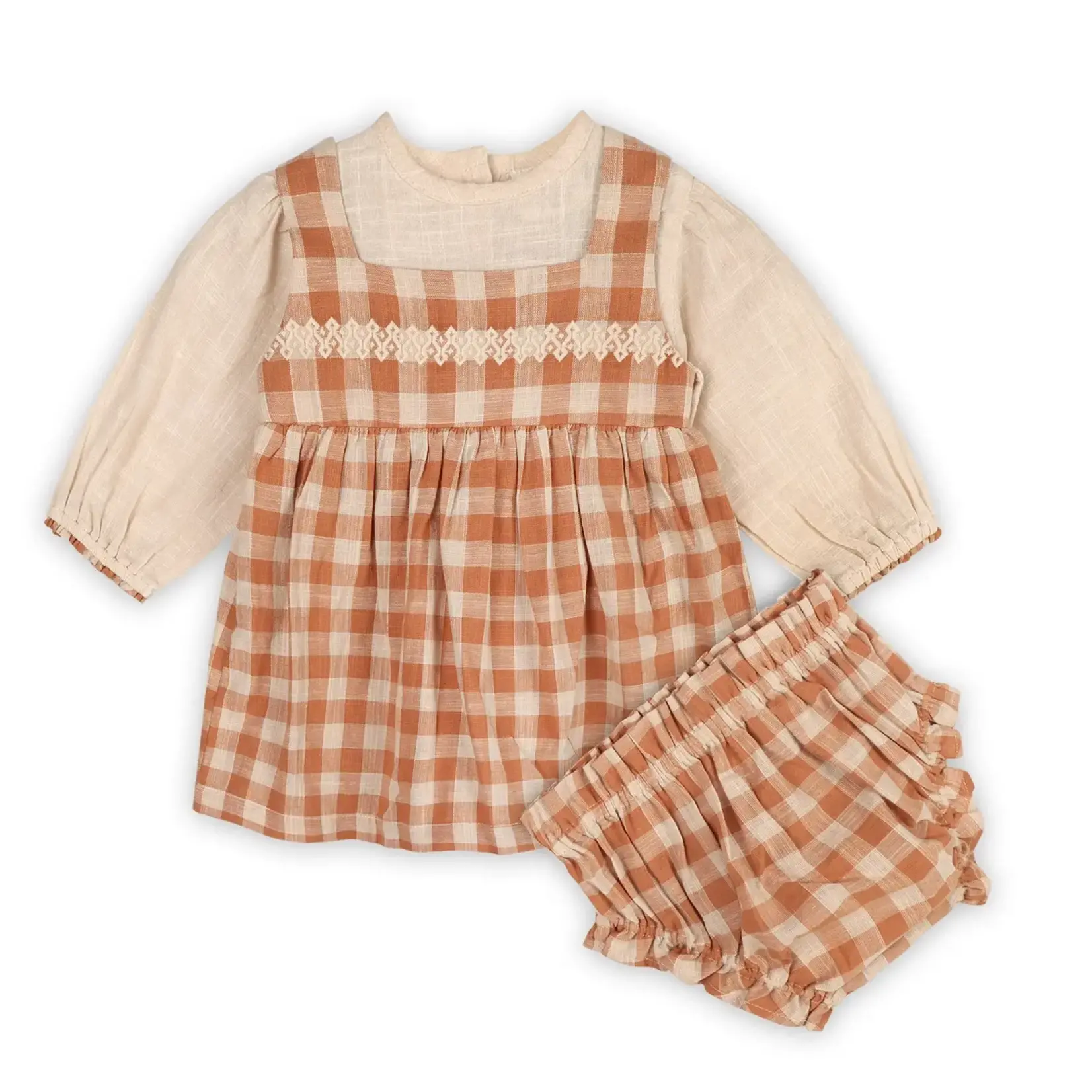 Viverano Organics Pinafore Gingham Baby Dress, Shirt & & Bloomer (Organic)