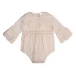 Viverano Organics Schiffli Lace Clown Collar Baby Girl Romper (Organic)