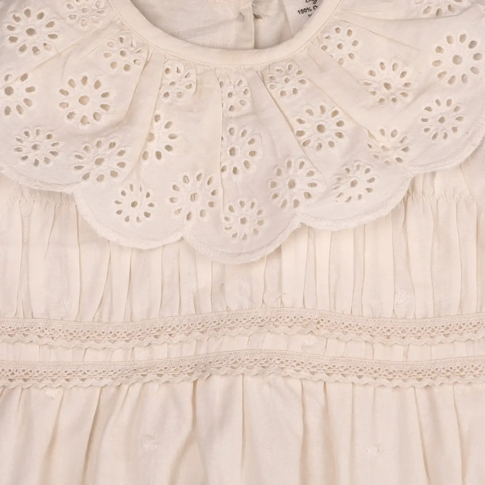 Viverano Organics Schiffli Lace Clown Collar Baby Girl Romper (Organic)