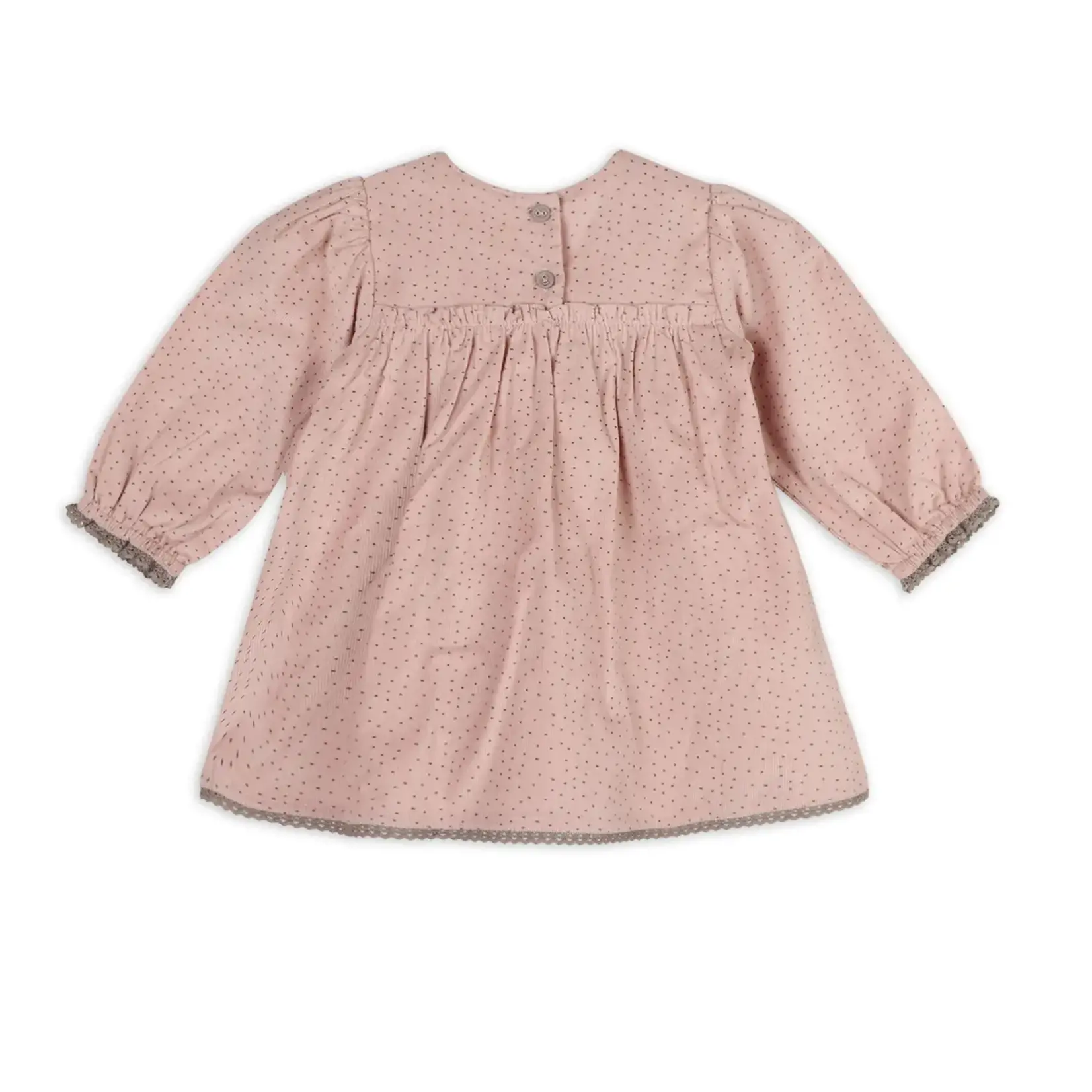 Viverano Organics Smocked & Embroidered Corduroy Baby Dress & Bloomer -Organic Pastel Pink