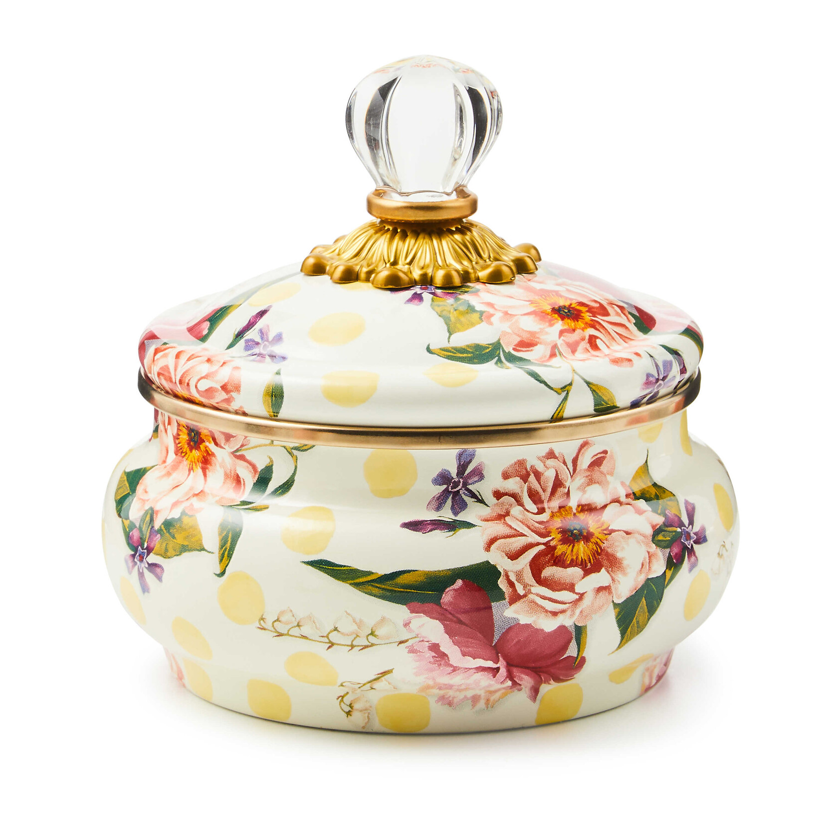 MacKenzie-Childs wildflowers yellow squashed pot
