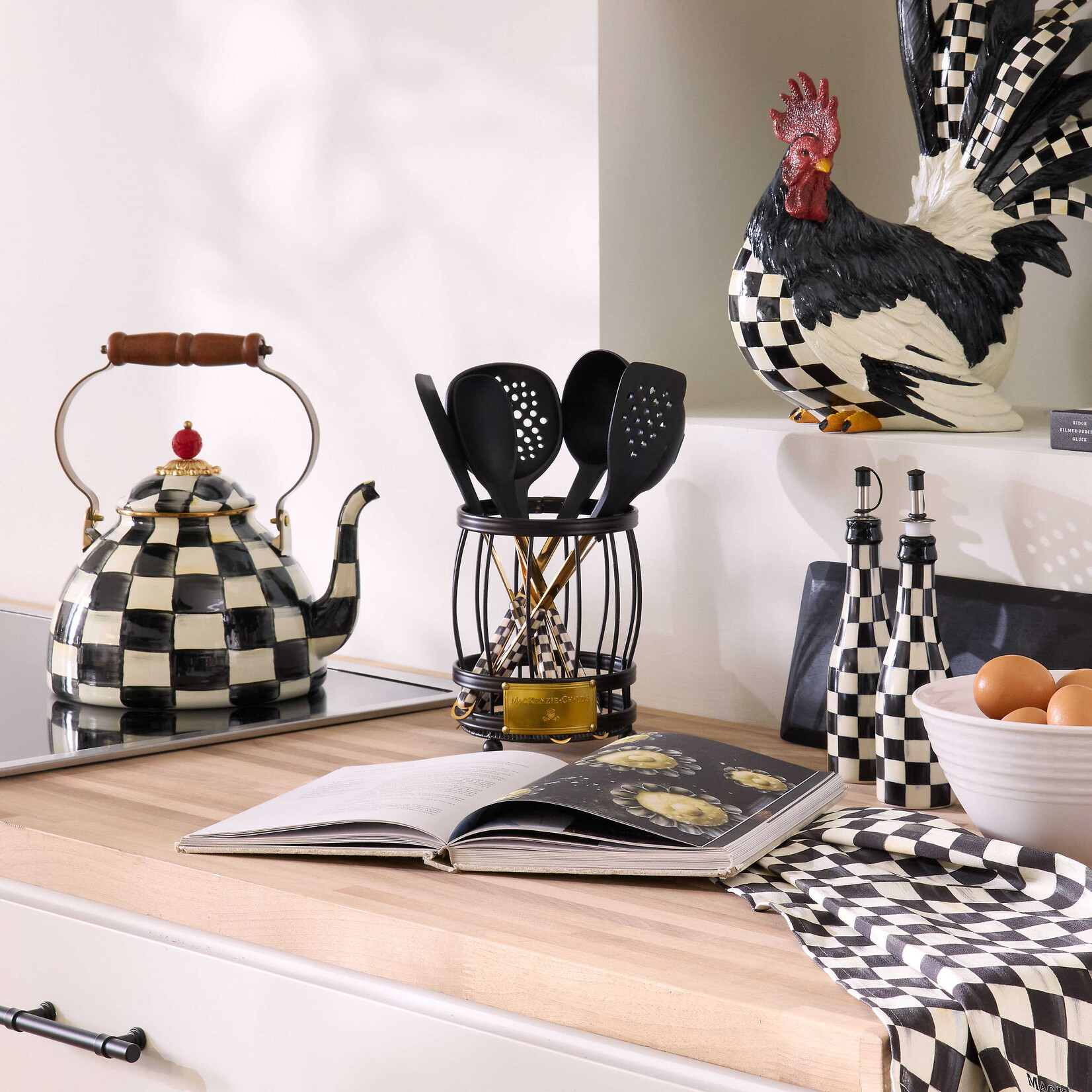MacKenzie-Childs courtly check utensil caddy set
