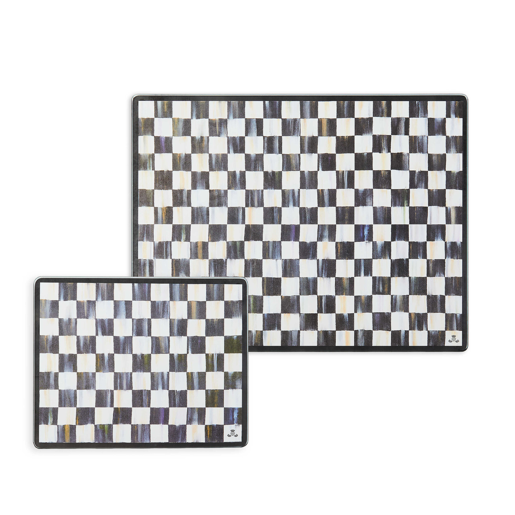 MacKenzie-Childs courtly check glass cutting board, set of 2